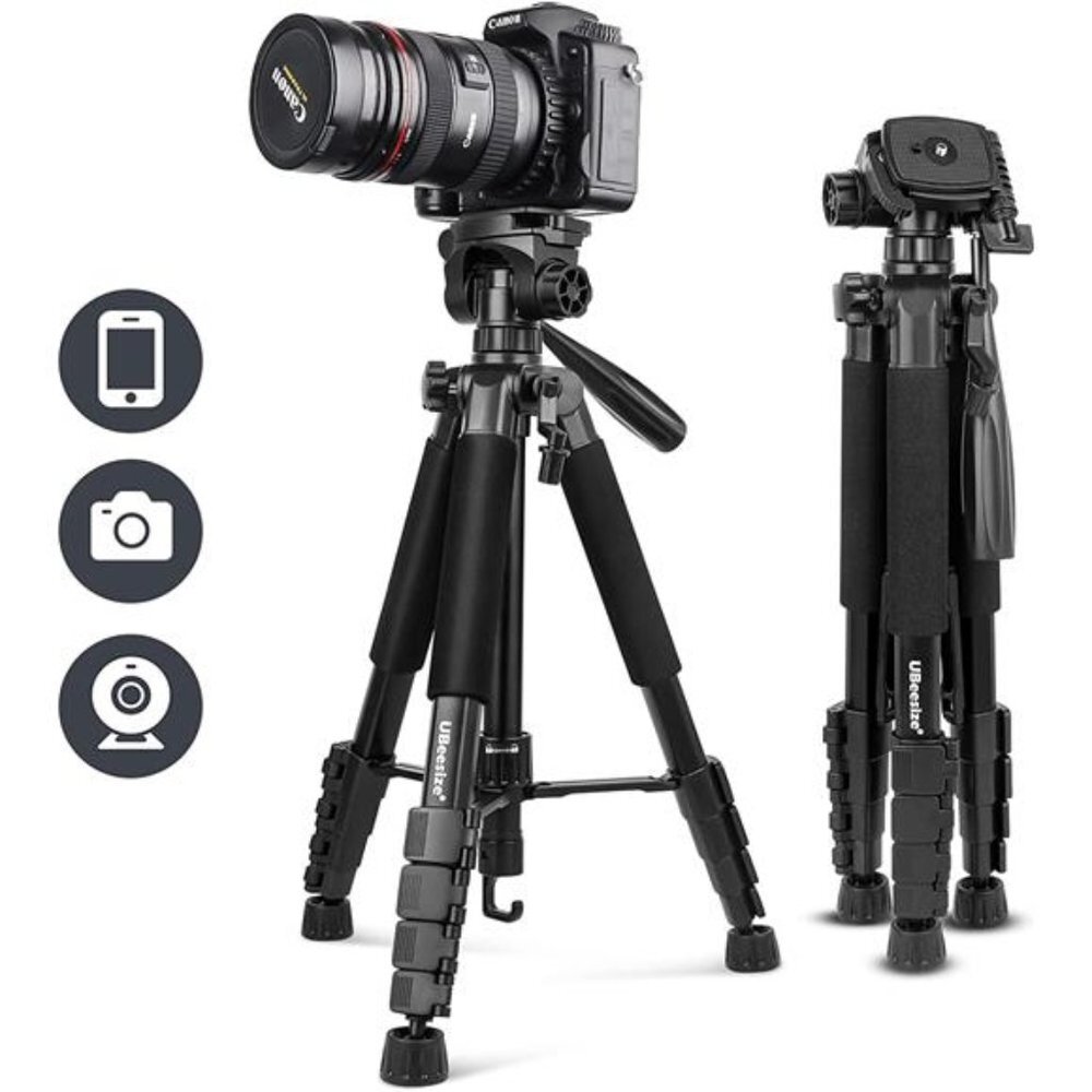 67” Camera Tripod with Travel Bag with Wireless Remote and Phone Holder